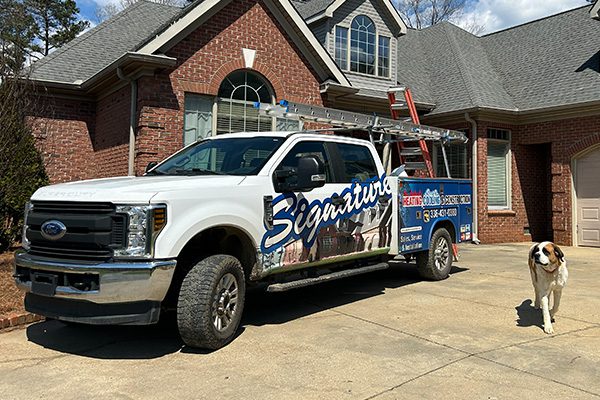 truck in front of a home